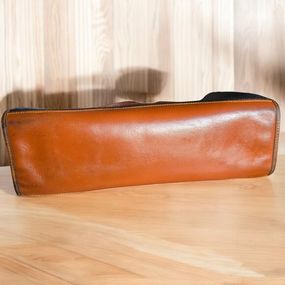 Vintage DOONEY & BOURKE 80's Pebbled Navy Brown Leather Satchel Crossbody - Picture 7 of 15